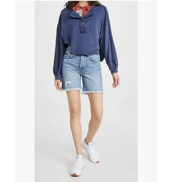 Free People Melodi Henley in Blue Quarry Women’s Size XS - Picture 2 of 13